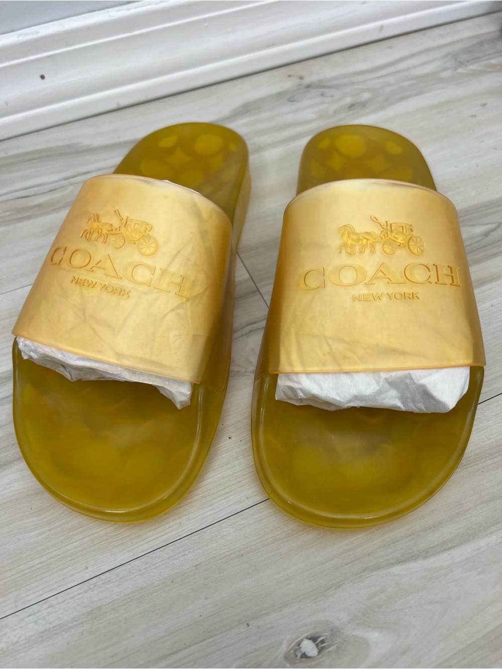 Coach NIB Ulyssa Rubber Slide Sandals Buttercup